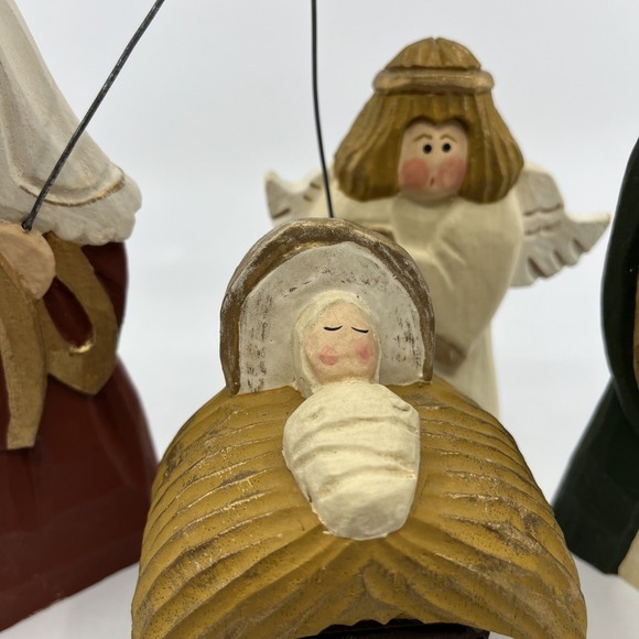 Carved Wood Nativity Folk Art‎ Hand Painted Signed Derek Adams Jesus Mary Joseph - Picture 3 of 12